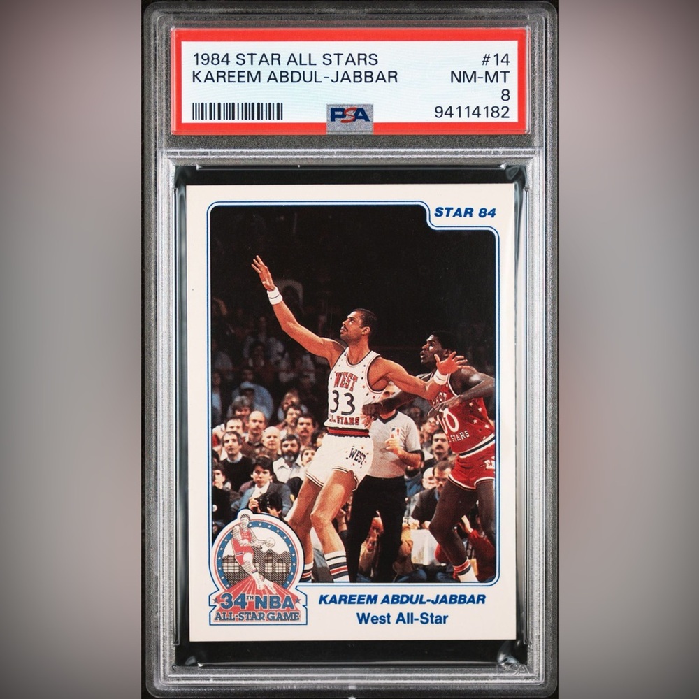 1984 Star All Stars Kareem Abdul Jabbar #14 PSA 8 LA Lakers 34th All Star Game